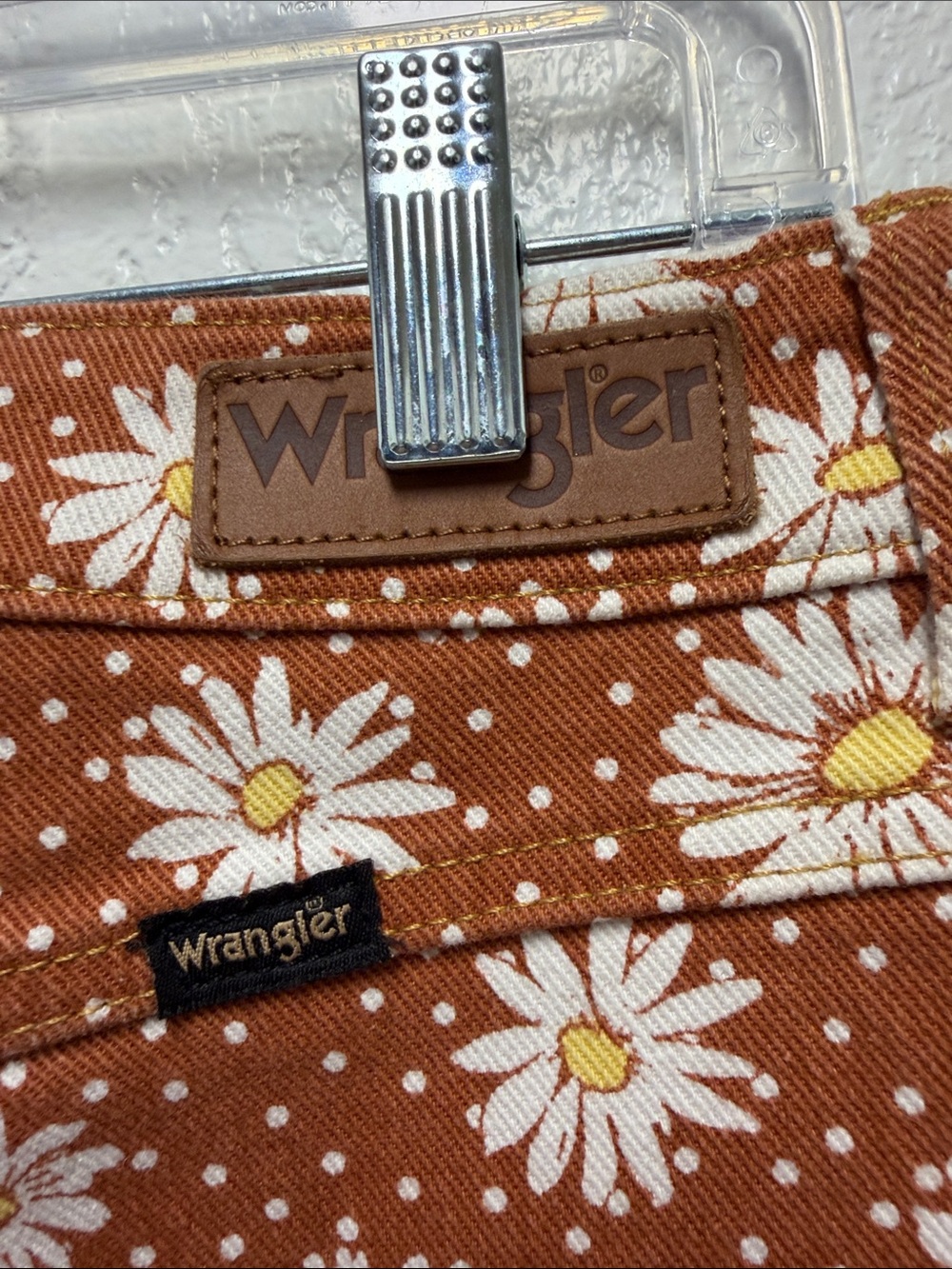Wrangler Rust Daisy Print Wide-Leg Jeans - Picture 14 of 16